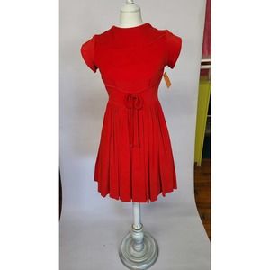 60s red velvet mini dress S
